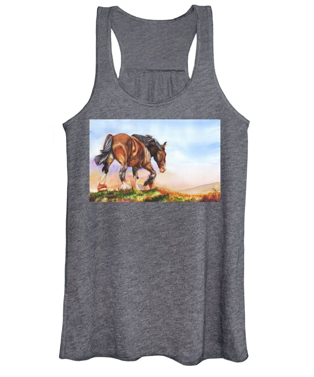 Horse Women's Tank Top featuring the painting Golden Days by Peter Williams