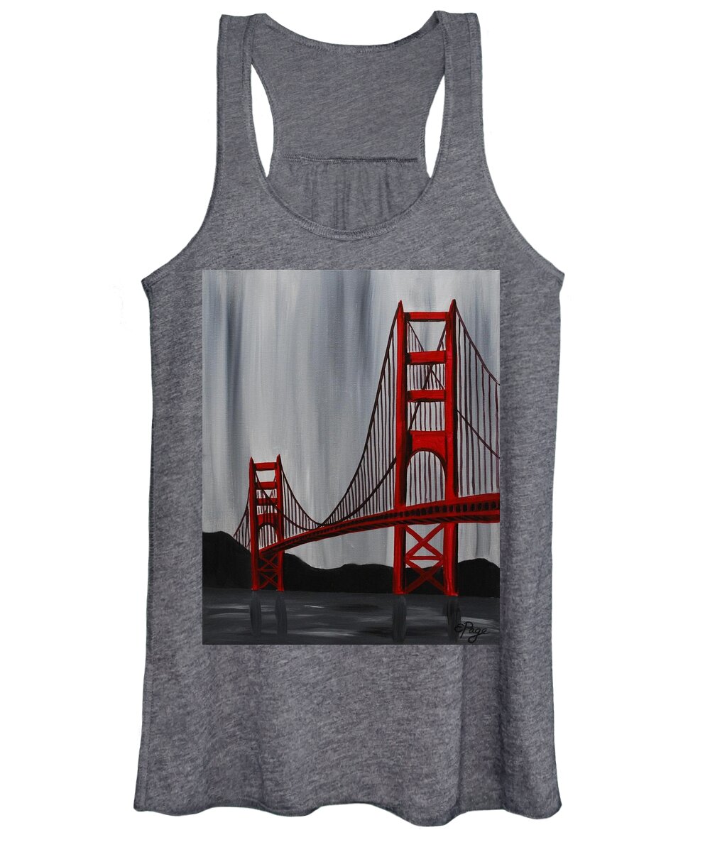 Golden Gate Bridge Women's Tank Top featuring the painting Golden Gate Bridge by Emily Page