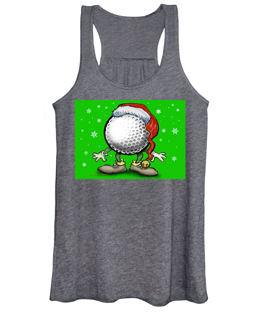 Golf Women's Tank Top featuring the greeting card Golfmas by Kevin Middleton