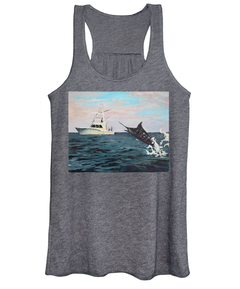 Marlin Women's Tank Top featuring the painting Good Times Offshore by Mike Jenkins