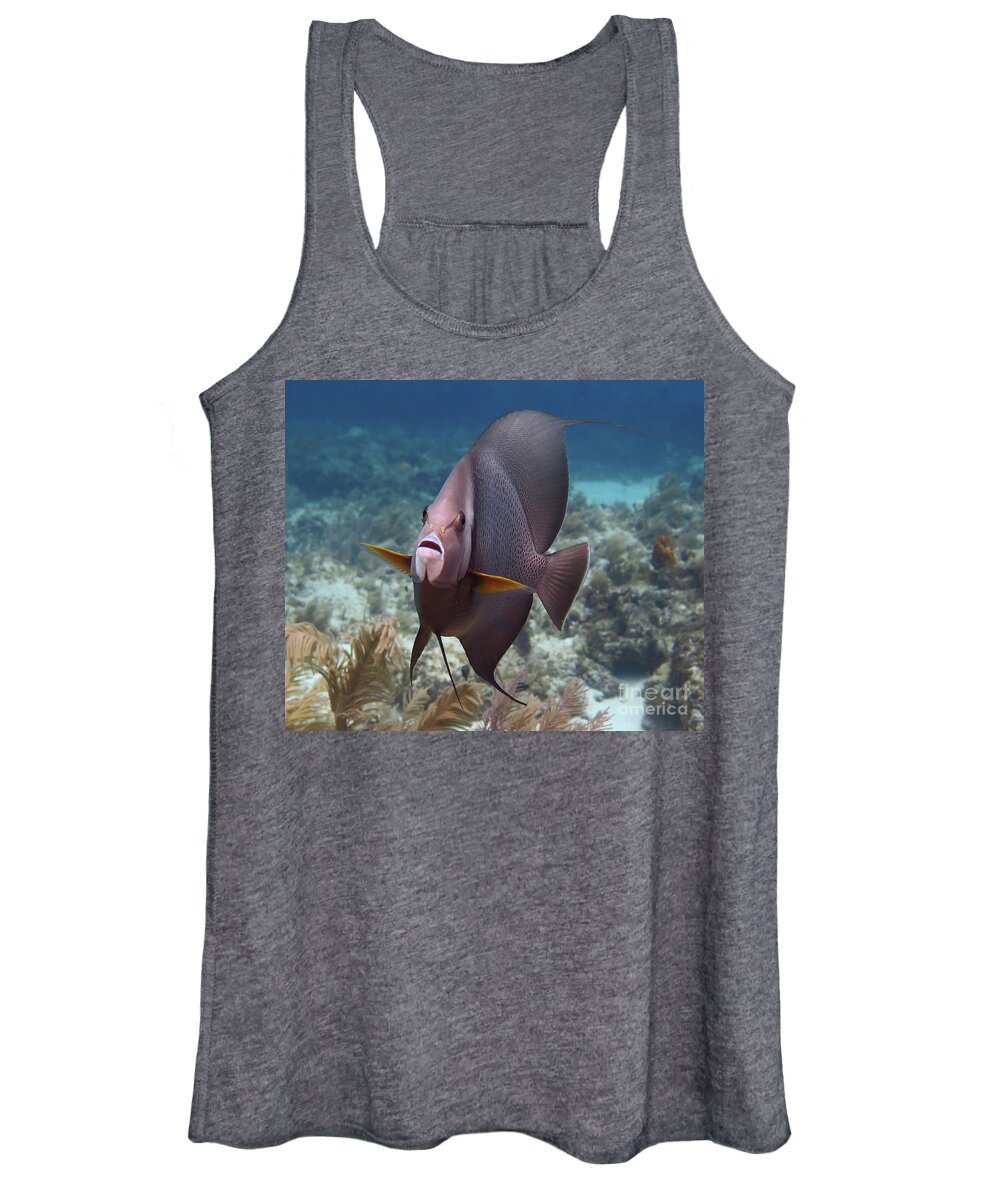 Underwater Women's Tank Top featuring the photograph Gray Angelfish by Daryl Duda