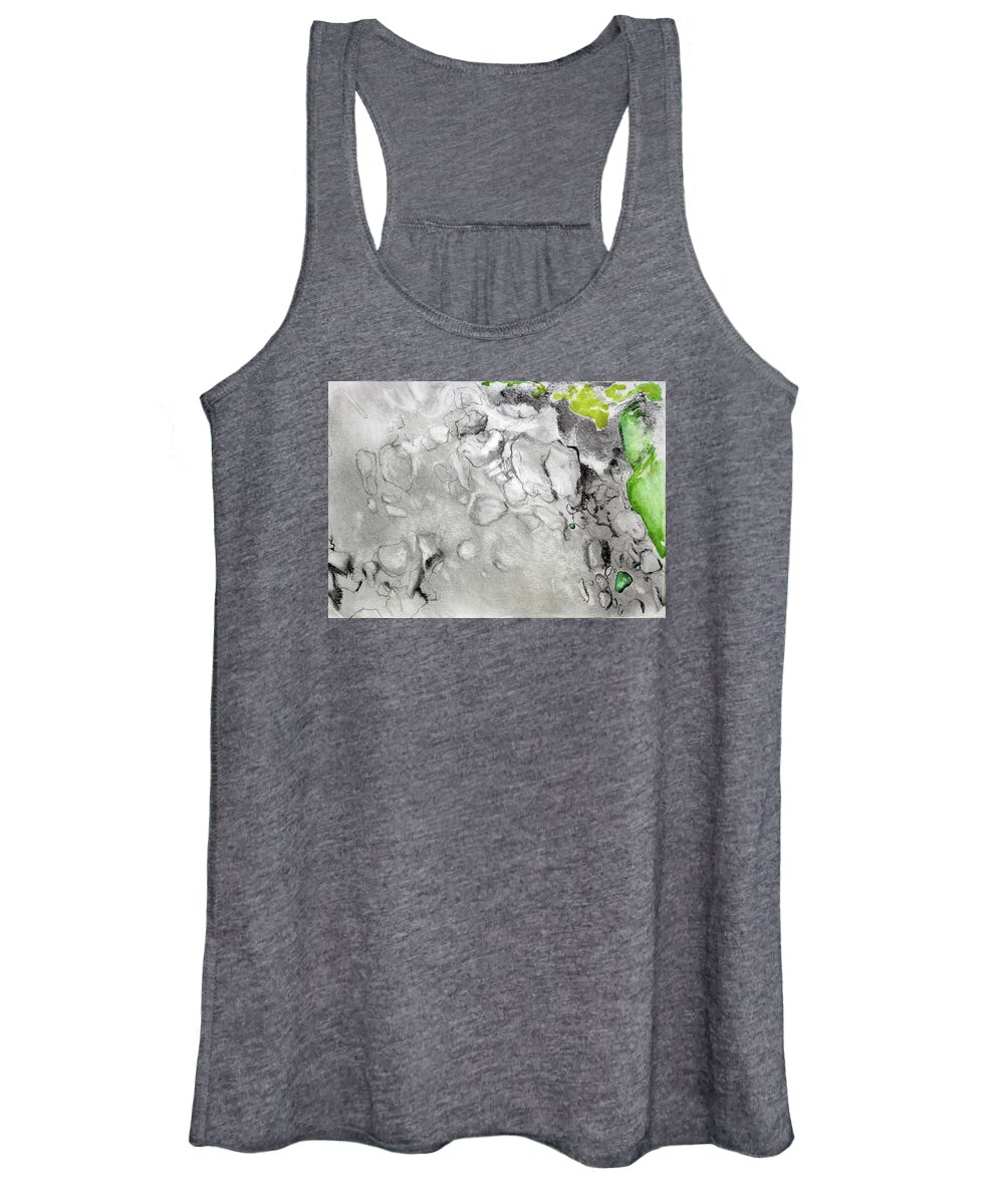  Women's Tank Top featuring the painting Green and Gray Stones by Kathleen Barnes