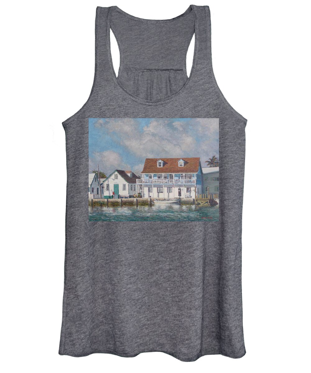 Green Turtle Cay Past And Present Painting Women's Tank Top featuring the painting Green Turtle Cay Past and Present by Ritchie Eyma