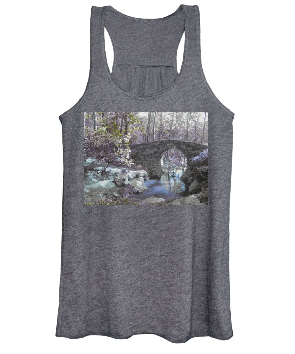 Black And White Women's Tank Top featuring the photograph Grey and White Bridge by Anne Cameron Cutri