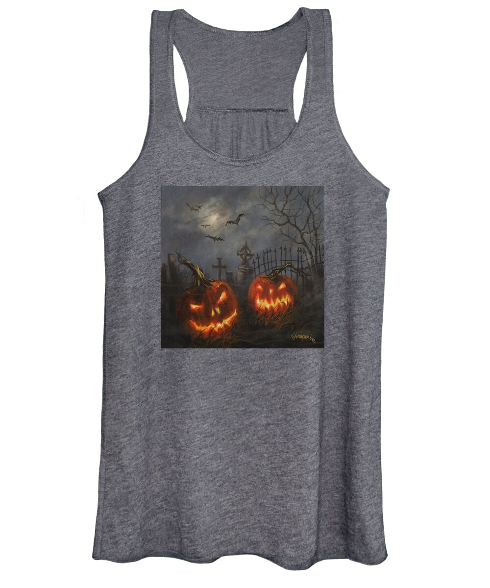 Halloween Women's Tank Top featuring the painting Halloween on Cemetery Hill by Tom Shropshire