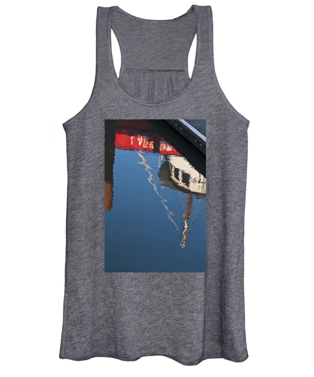 Dock Women's Tank Top featuring the photograph Harbor Reflections by Robert Potts