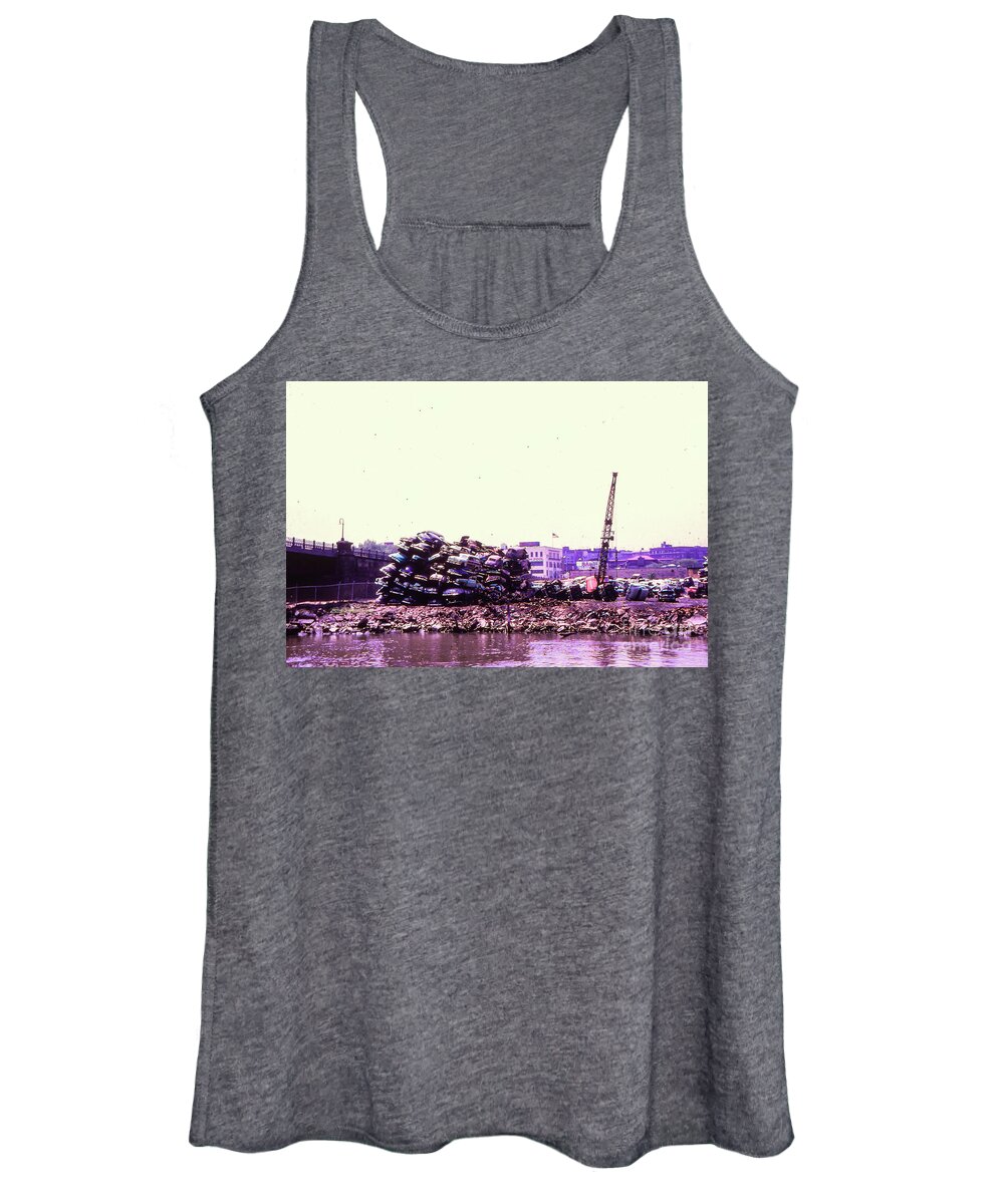 Harlem River Women's Tank Top featuring the photograph Harlem River Junkyard by Cole Thompson