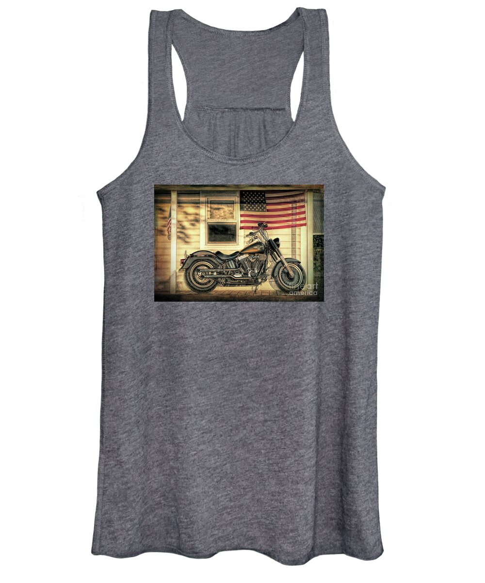 Harley Davidson Women's Tank Top featuring the photograph Harley Davidson Fat Boy by George Robinson