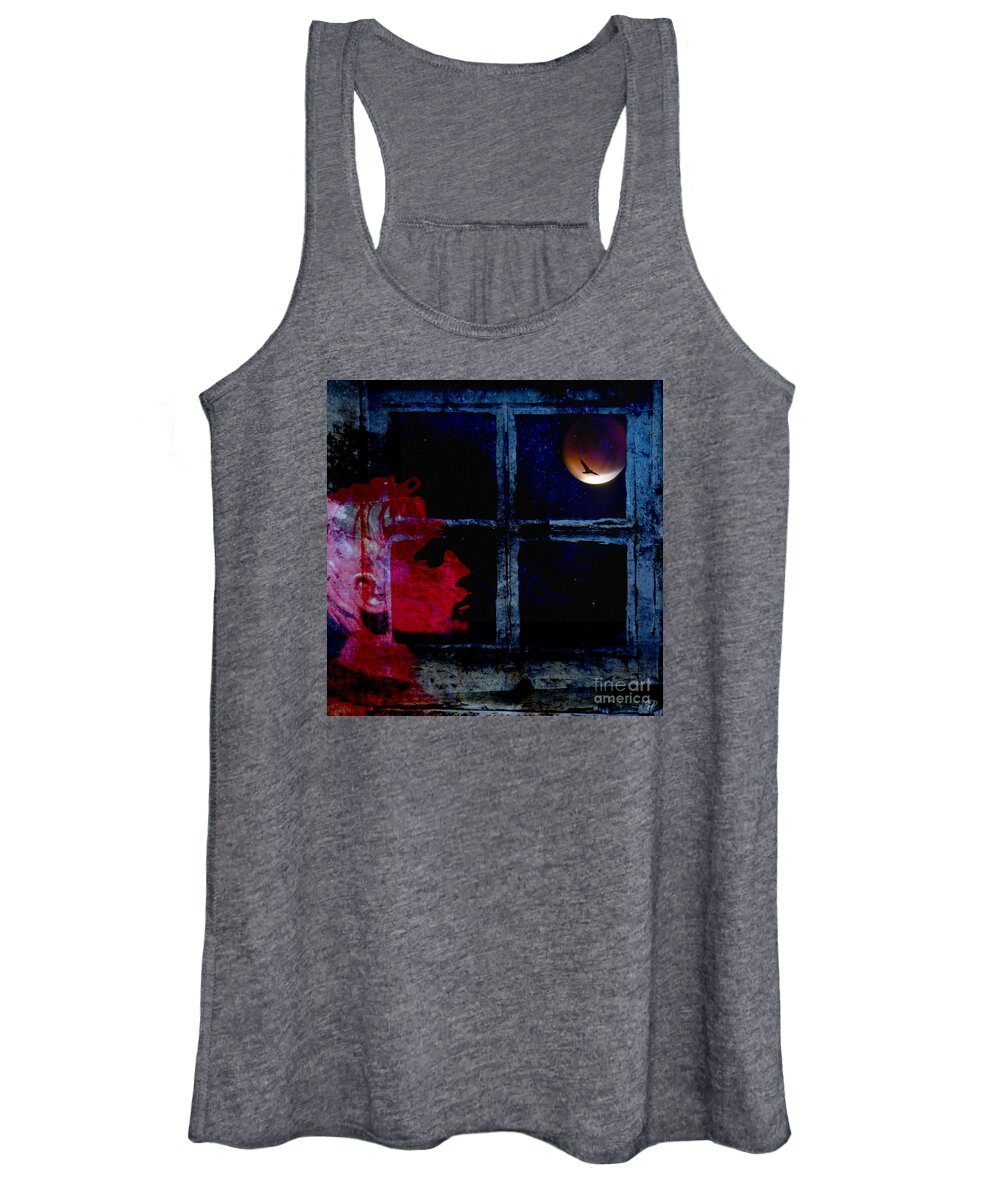 Manipulated Women's Tank Top featuring the photograph Harvest Moon by LemonArt Photography