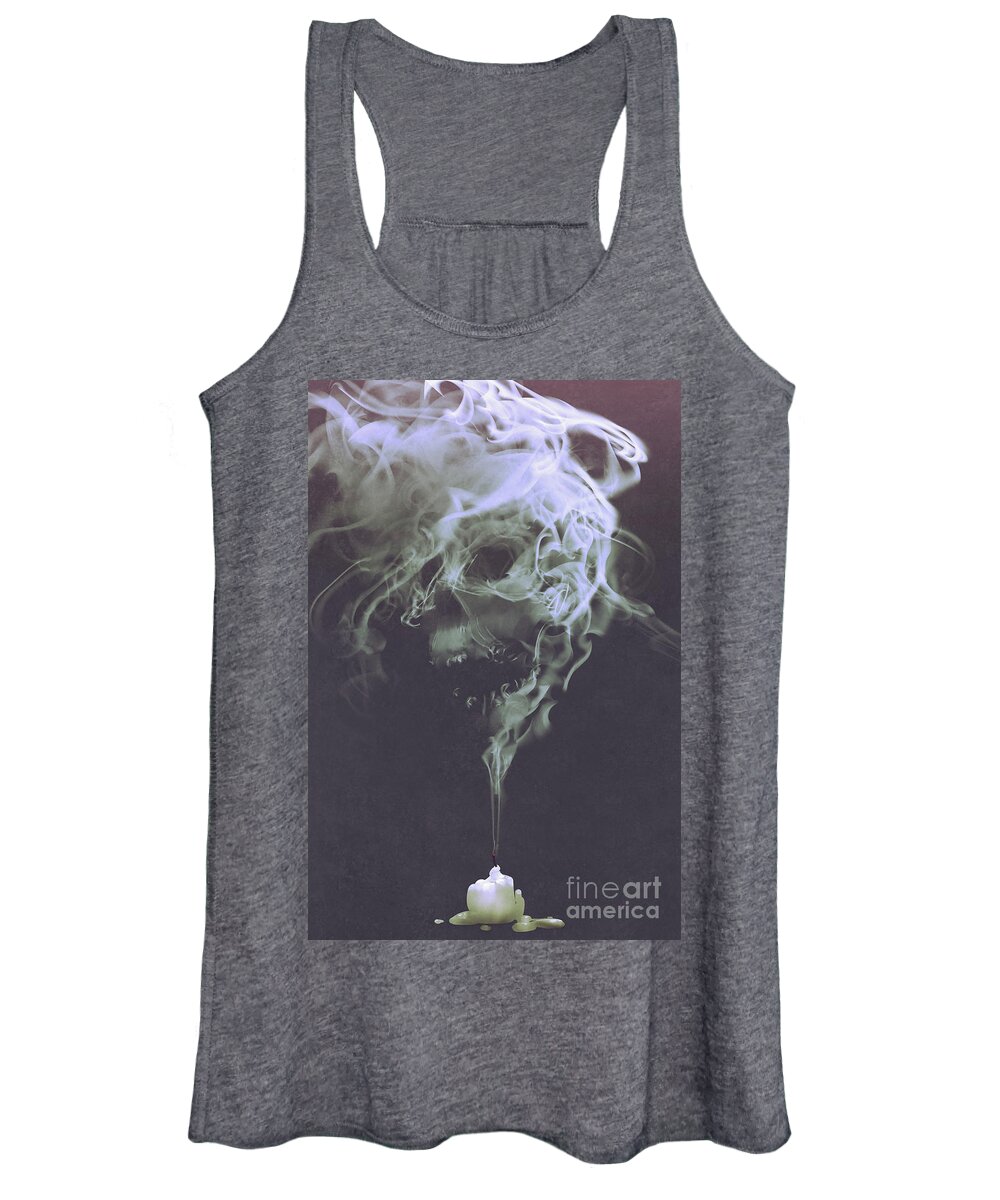Acrylic Women's Tank Top featuring the painting Haunted Smoke by Tithi Luadthong