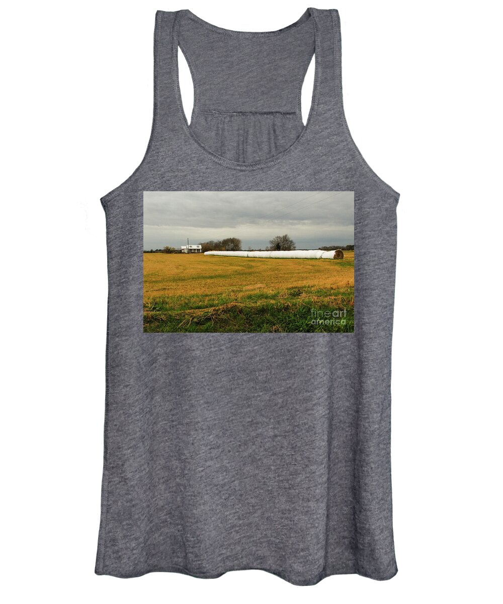 Landscape Women's Tank Top featuring the photograph Hay Roll by Barry Bohn