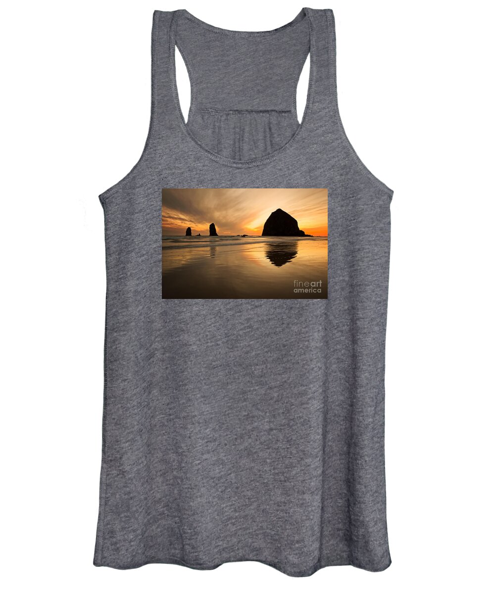 Color Image Women's Tank Top featuring the photograph Haystack Rock by Bryan Mullennix