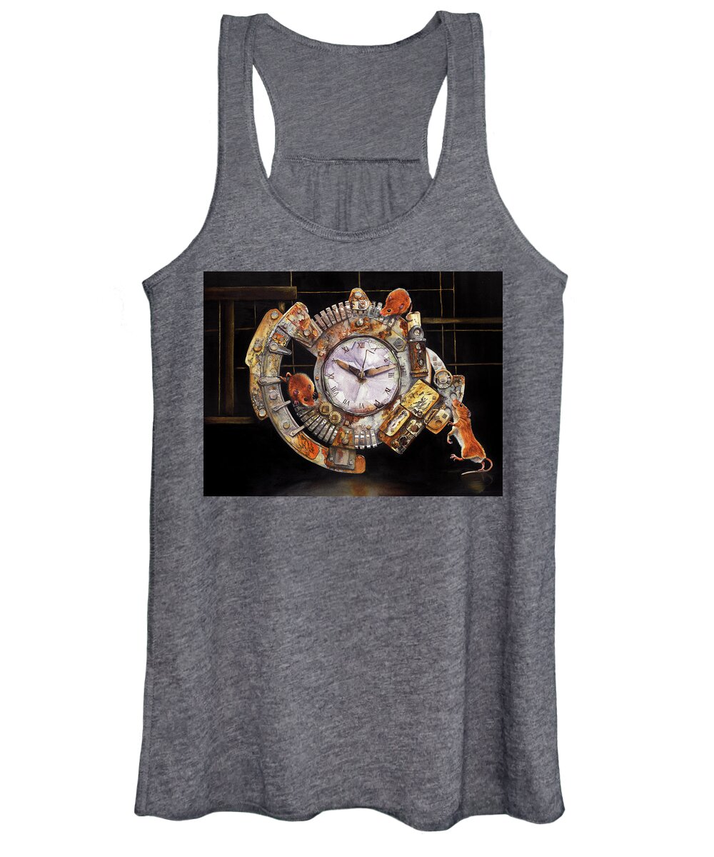 Clock Women's Tank Top featuring the painting Hickory Dickory Dock by Peter Williams