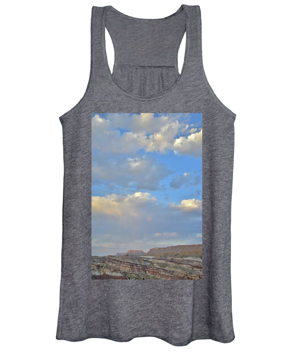 Capitol Reef National Park Women's Tank Top featuring the photograph High Clouds over Caineville Wash by Ray Mathis