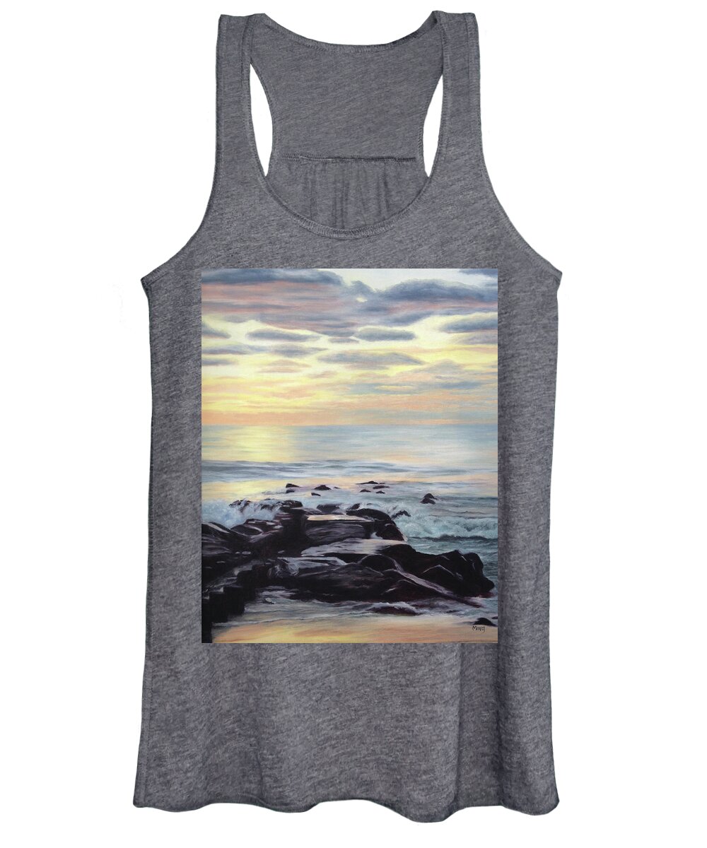 Sunrise; Ocean; Beach; Holgate Women's Tank Top featuring the painting Holgate Sunrise 1 by Marg Wolf