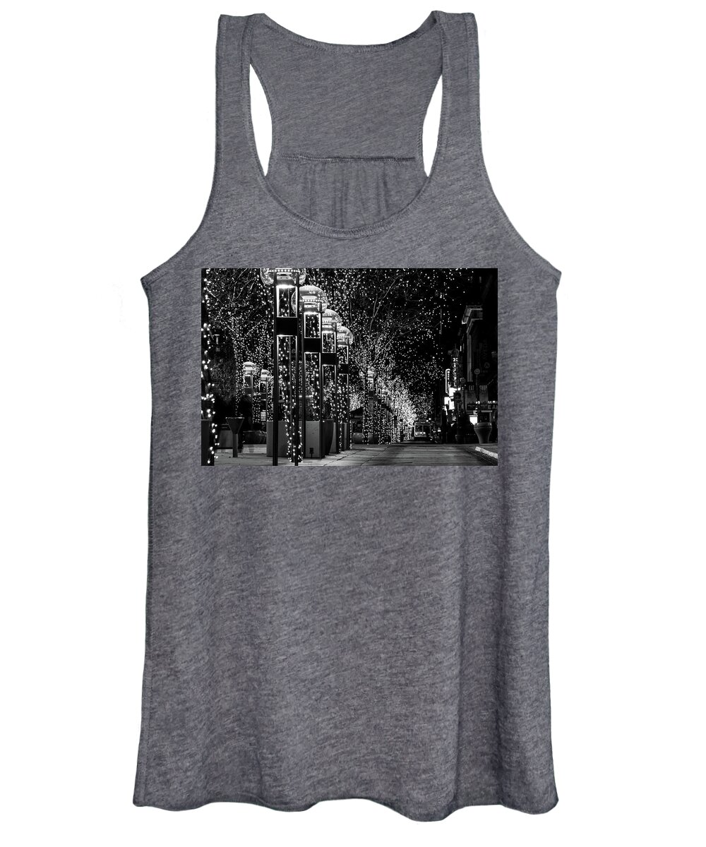 Denver Women's Tank Top featuring the photograph Holiday Lights - 16th Street Mall by Stephen Holst