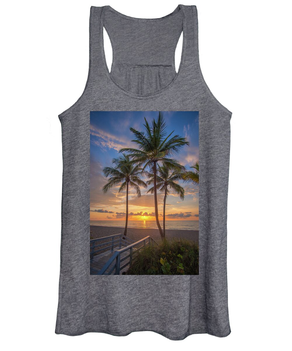 Broward County Women's Tank Top featuring the photograph Hollywood Beach Sunrise from Keating Beach by Kim Seng
