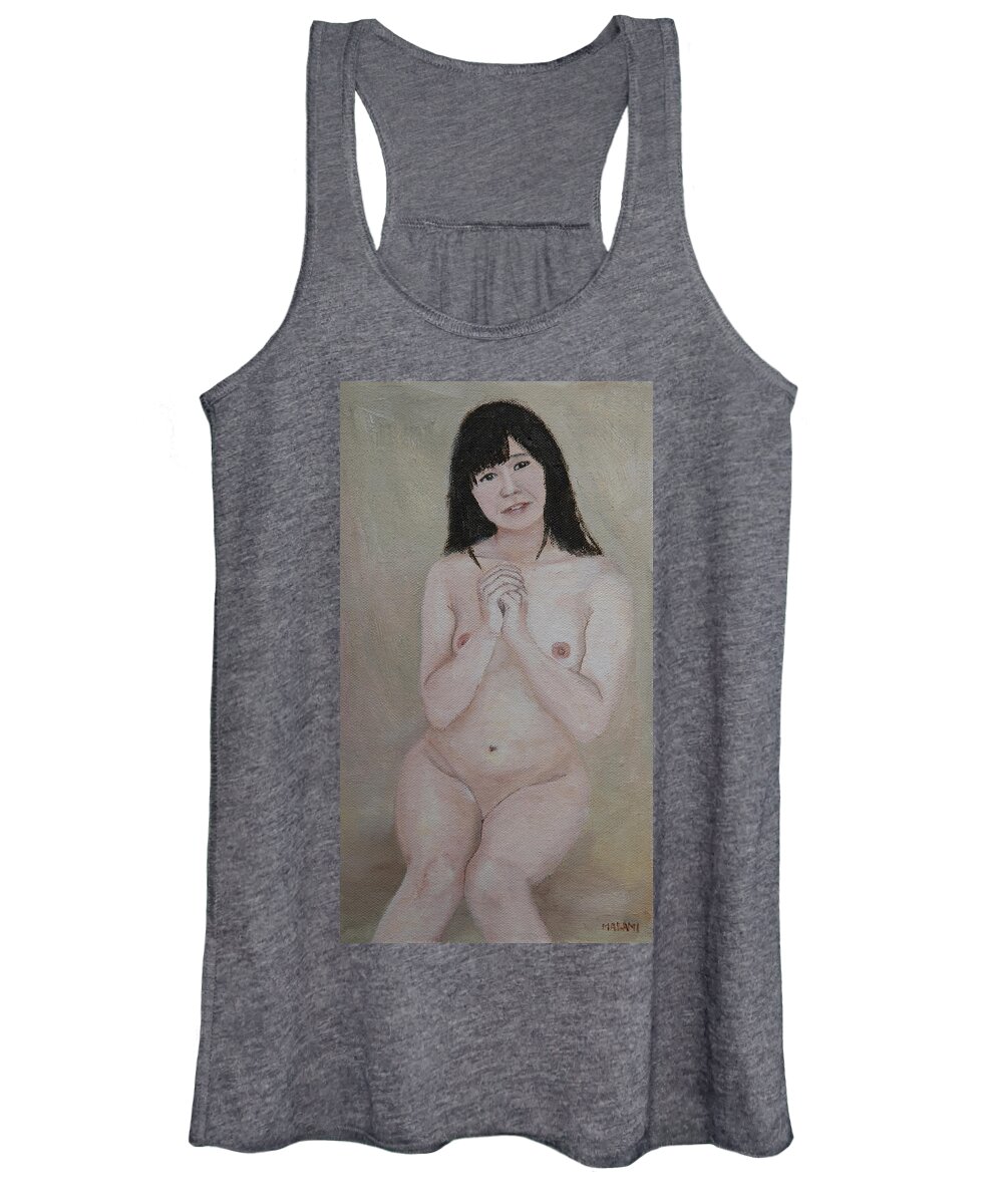 Nude Women's Tank Top featuring the painting Hopeful Thought by Masami IIDA