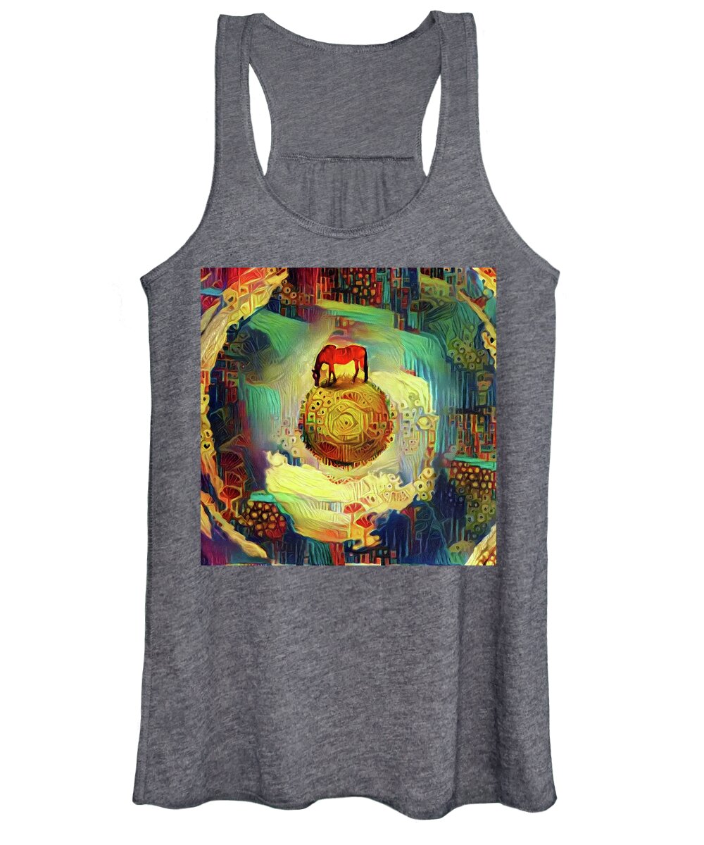 Organic Women's Tank Top featuring the digital art Horse on Sphere by Bruce Rolff