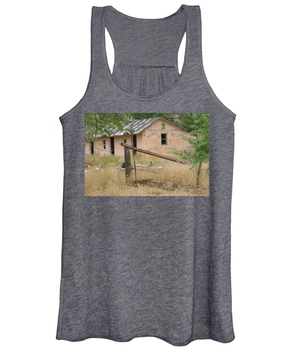 Trail Ride Women's Tank Top featuring the photograph Horse Rides with Ghosts by Jeff Floyd CA