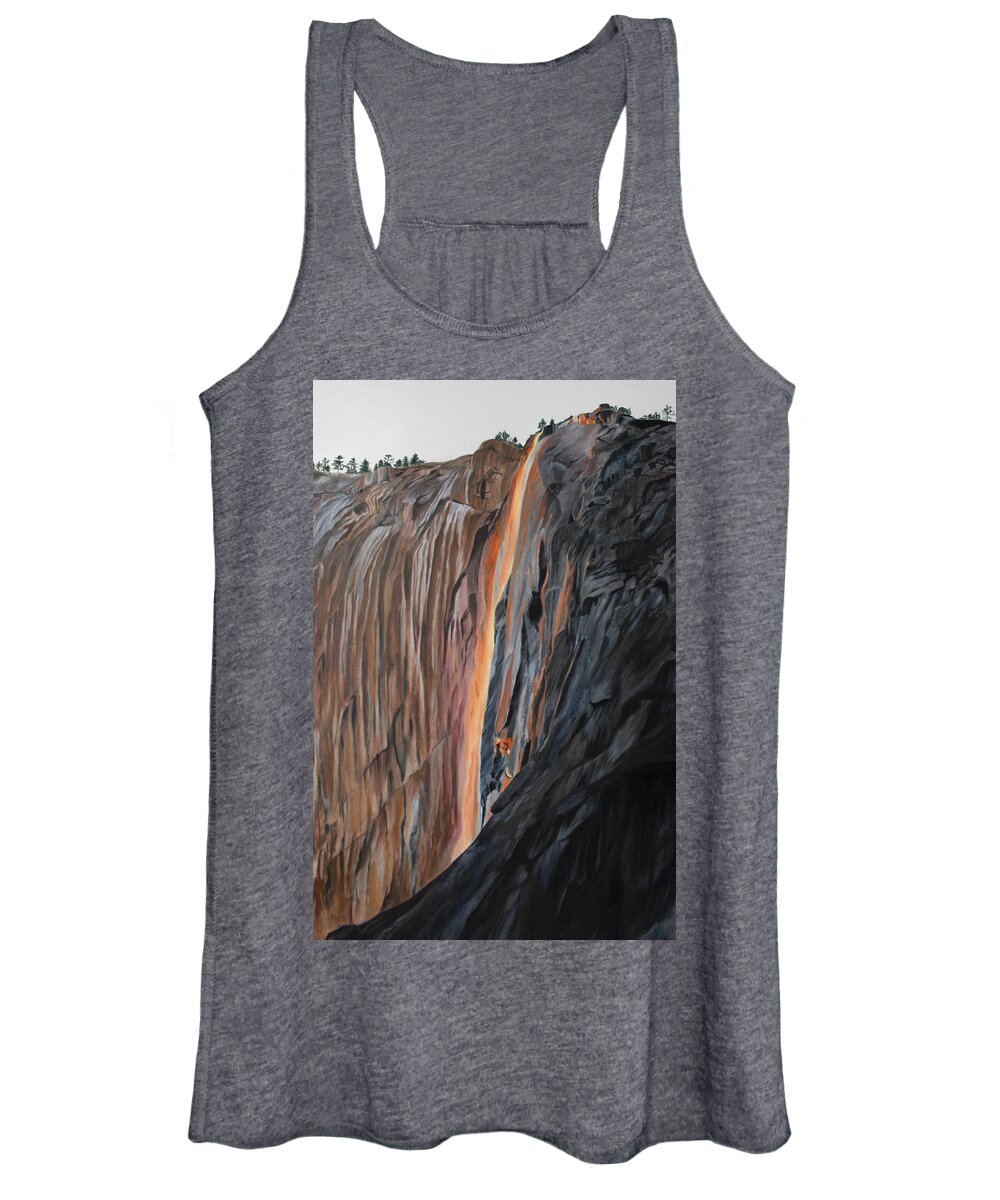 Horsetail Falls Women's Tank Top featuring the painting Horsetail Falls by Marg Wolf