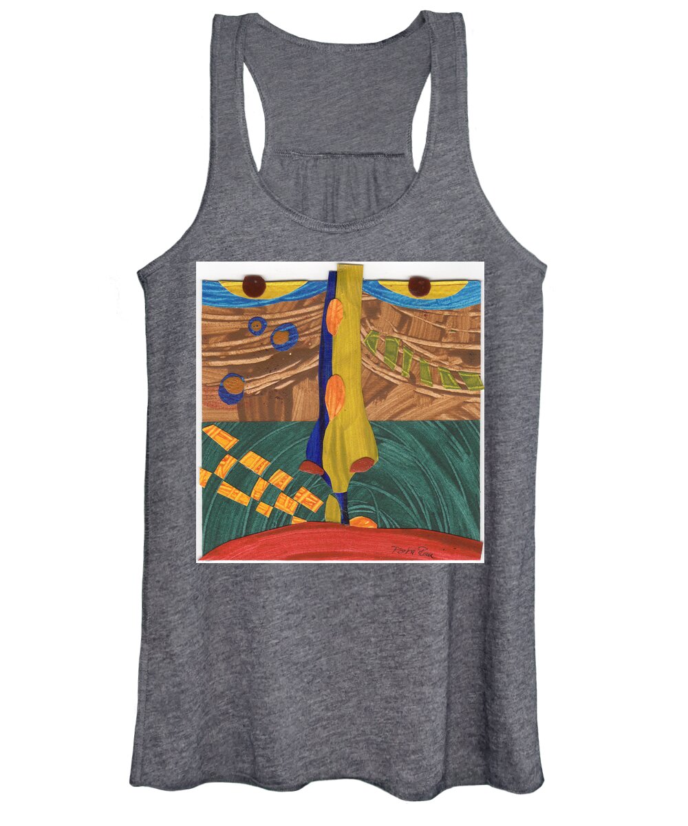 Mixed Women's Tank Top featuring the painting Hu Face 1 by Petra Rau
