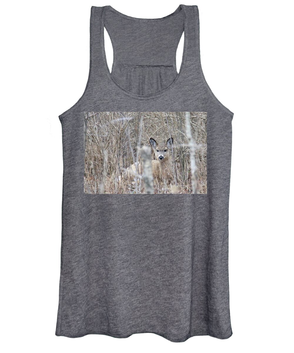 Doe Women's Tank Top featuring the photograph Hunkered Down by Brook Burling
