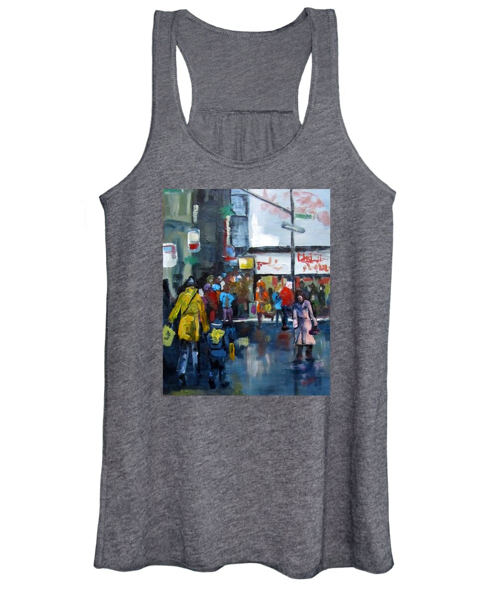 City Women's Tank Top featuring the painting Hurry by Barbara O'Toole