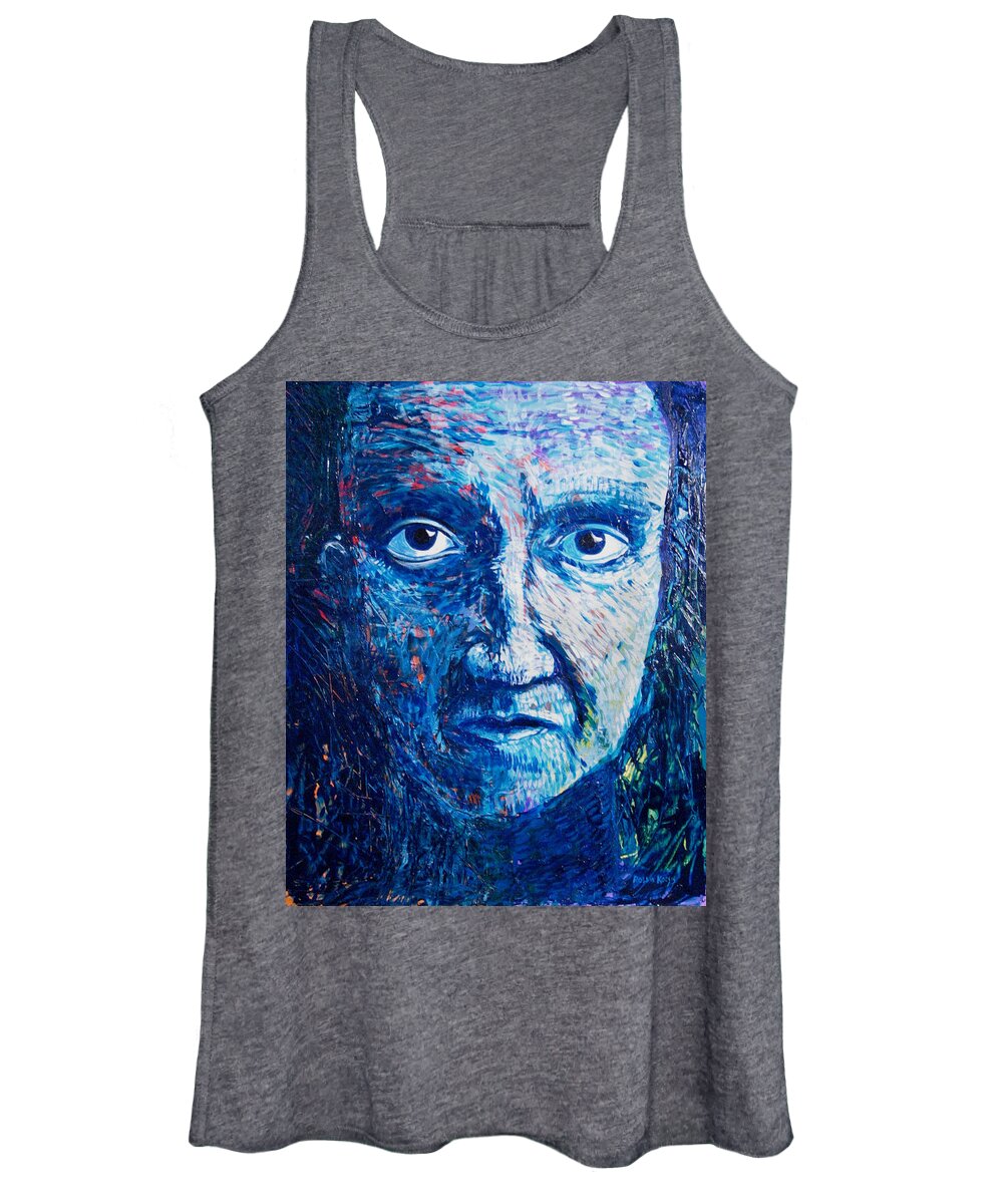 Blue Women's Tank Top featuring the painting I See You In So Many Ways by Rollin Kocsis
