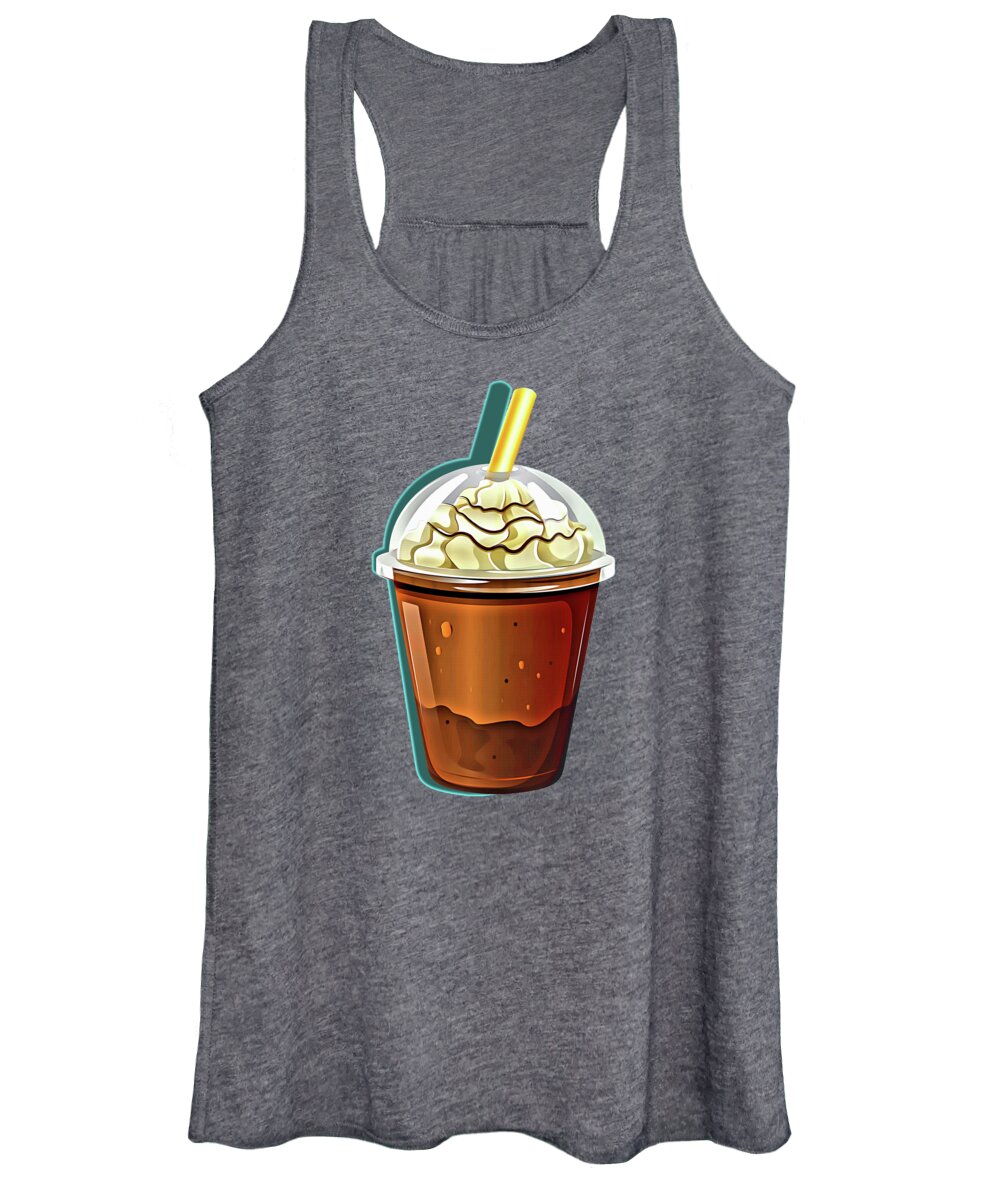 Coffee Women's Tank Top featuring the painting Iced Coffee To Go Pattern by Little Bunny Sunshine