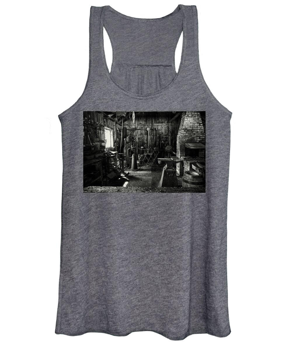 B&w Women's Tank Top featuring the photograph Idle BW by David Buhler