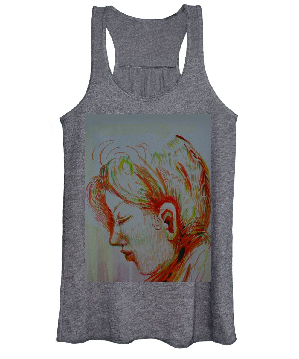 Acrylic Women's Tank Top featuring the painting In The Room of Peace by Sukalya Chearanantana