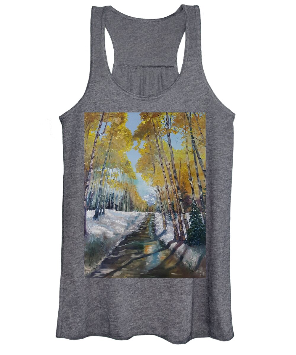 Aspens Women's Tank Top featuring the painting In the Shadow of the Aspen by Connie Rish