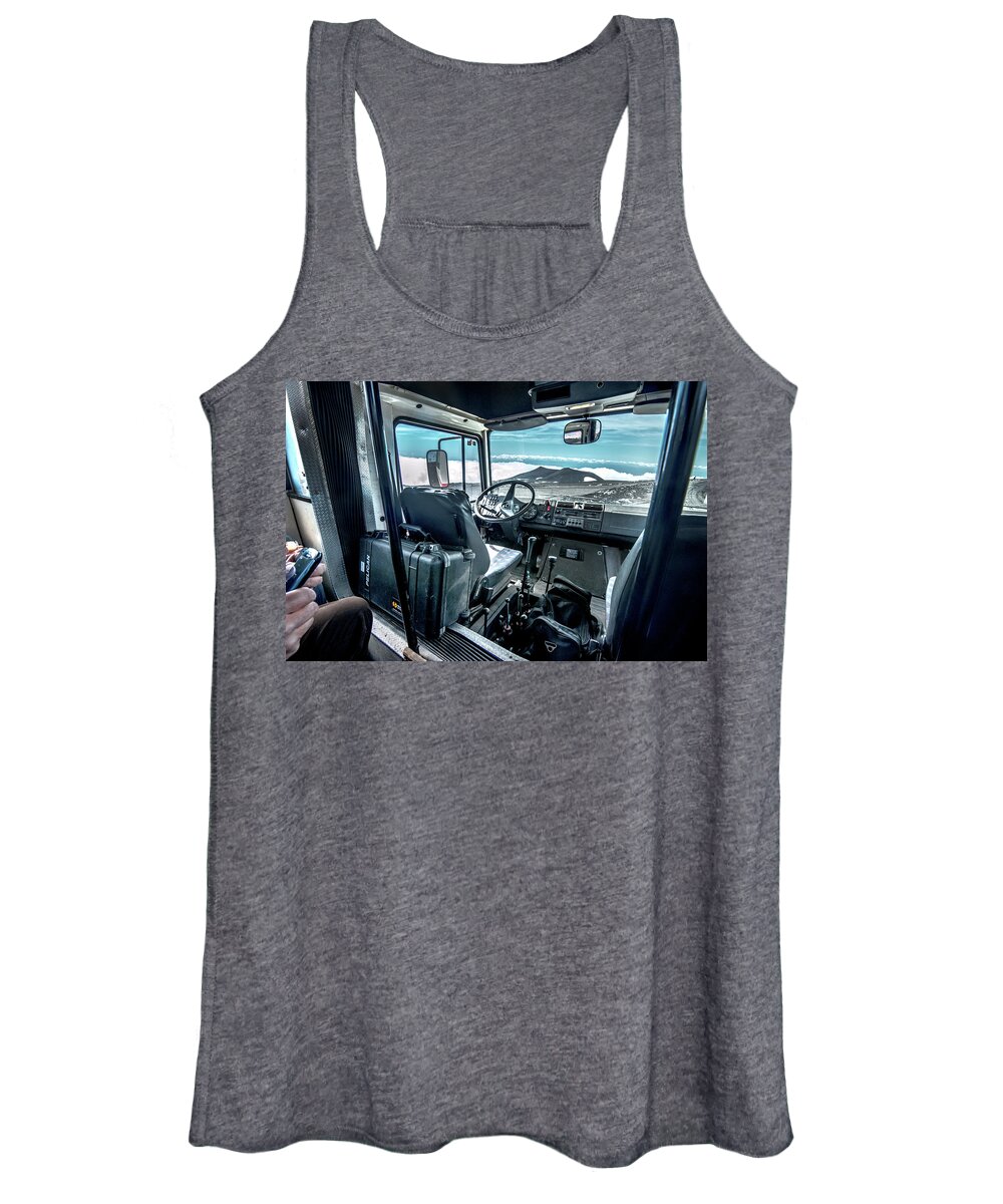  Women's Tank Top featuring the photograph Inside the Etna Tour Unimog by Patrick Boening