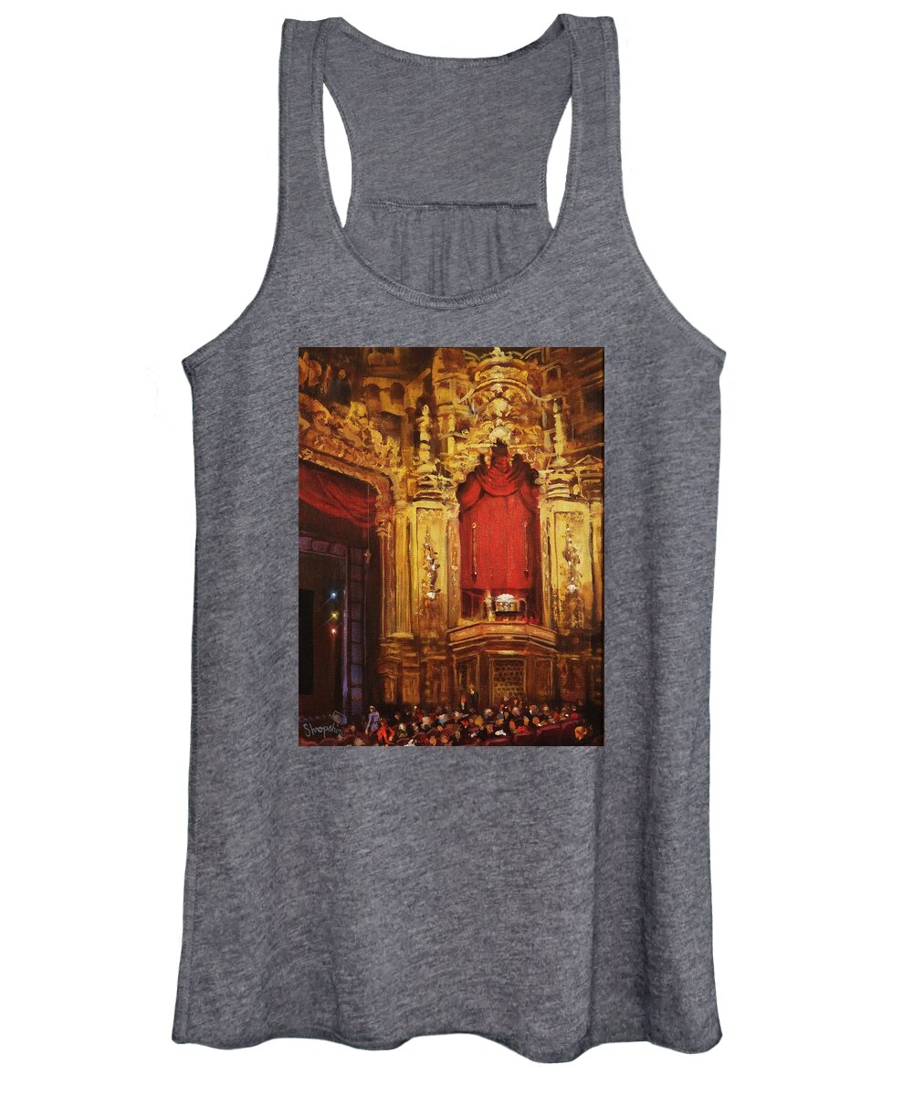 Oriental Theater Chicago Women's Tank Top featuring the painting Inside the Oriental Theater Chicago by Tom Shropshire