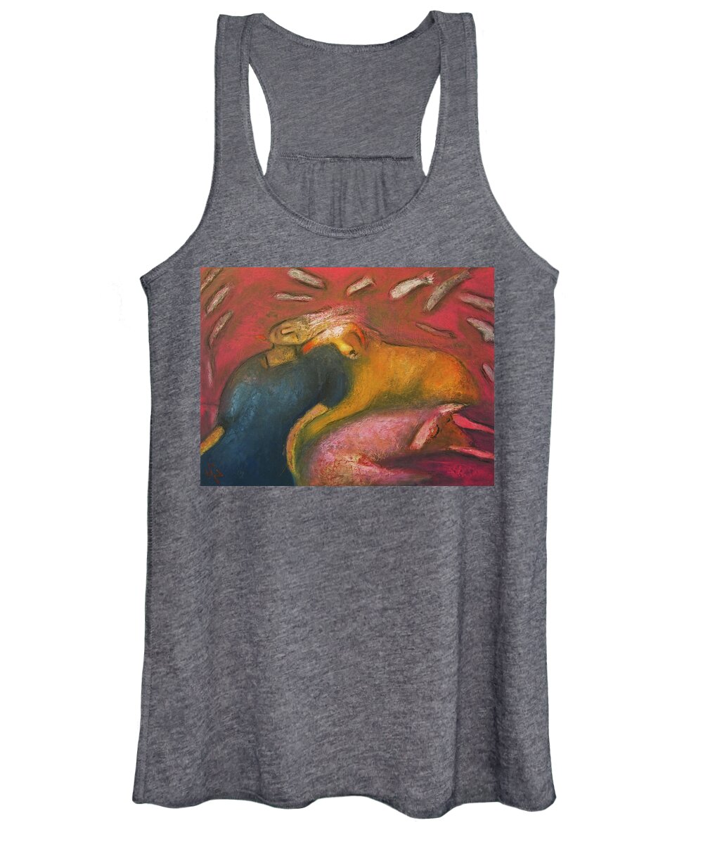 Oil Painting Women's Tank Top featuring the painting Inside their dreaming by Suzy Norris
