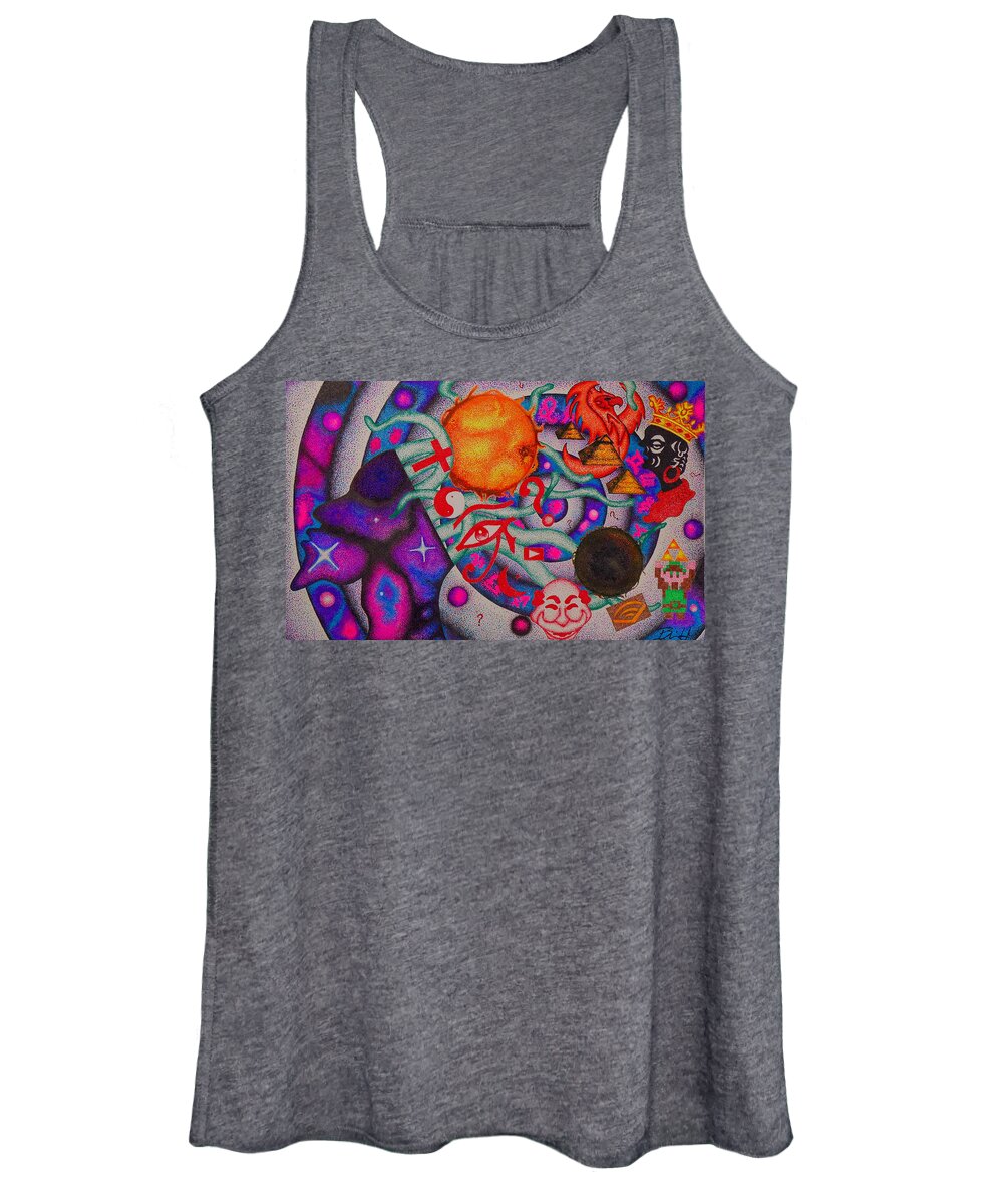 Space Women's Tank Top featuring the mixed media Introverse by Brian L Hampshire
