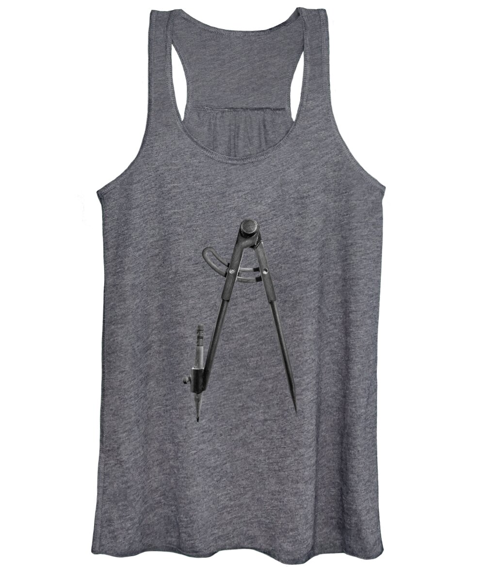 Industry Women's Tank Top featuring the photograph Iron Compass Backside in BW by YoPedro
