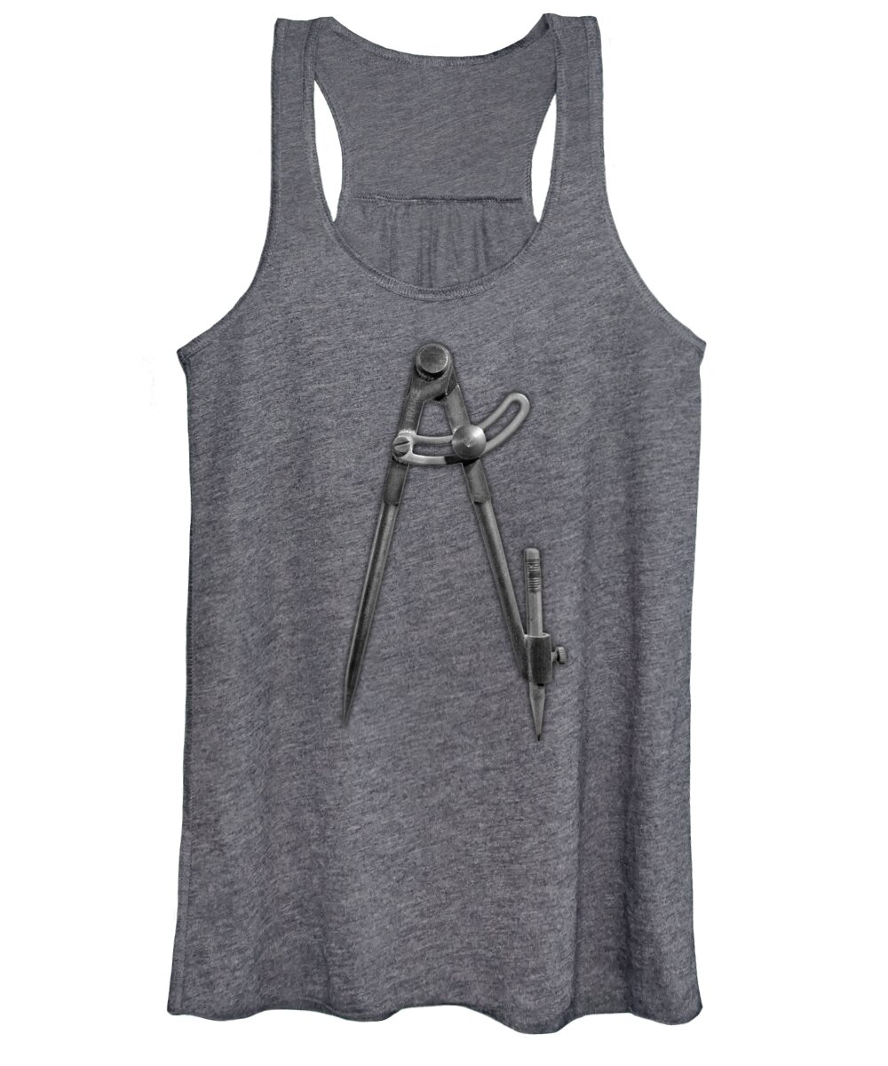 Boys Room Women's Tank Top featuring the photograph Iron Compass in BW by YoPedro