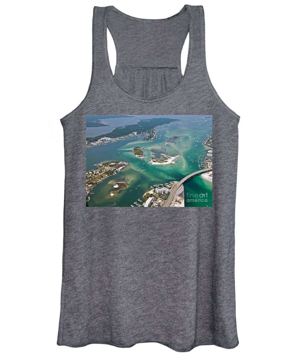 Gulf Shores Women's Tank Top featuring the photograph Islands of Perdido - Not Labeled by Gulf Coast Aerials -