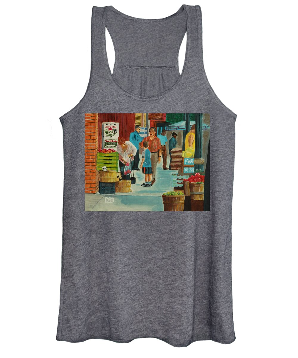 Cityscape Women's Tank Top featuring the painting Jame St Fish Market by David Bigelow