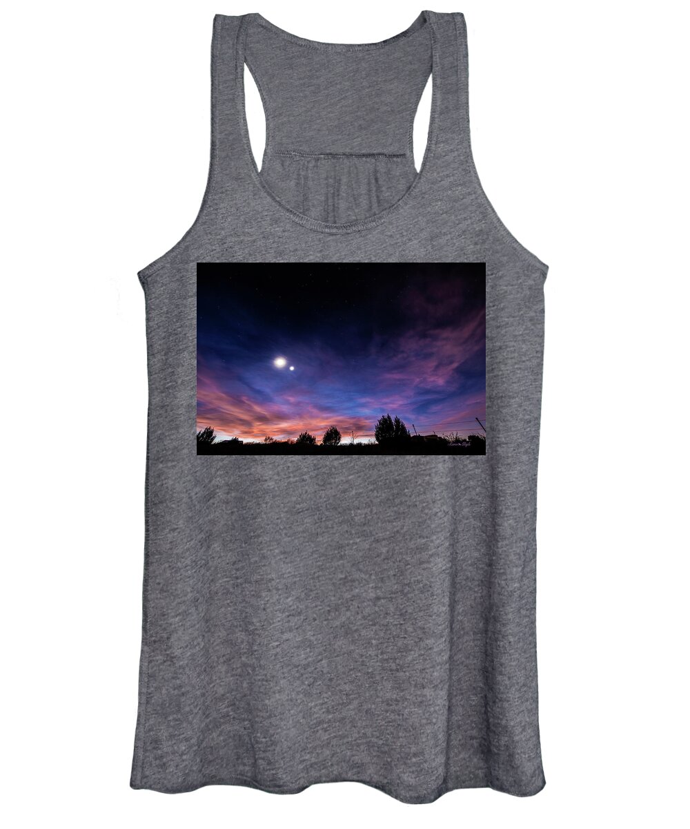 Astrophotography Women's Tank Top featuring the photograph January 31, 2016 Sunset by Karen Slagle