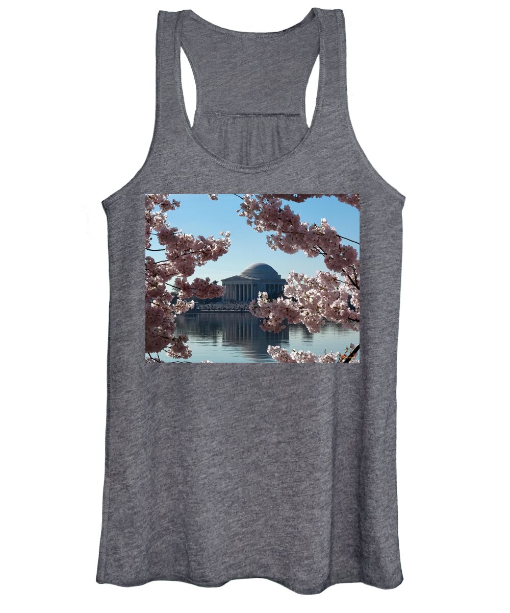 Washington D.c. Women's Tank Top featuring the photograph Jefferson Memorial at Cherry Blossom Time on the Tidal Basin DS008 by Gerry Gantt