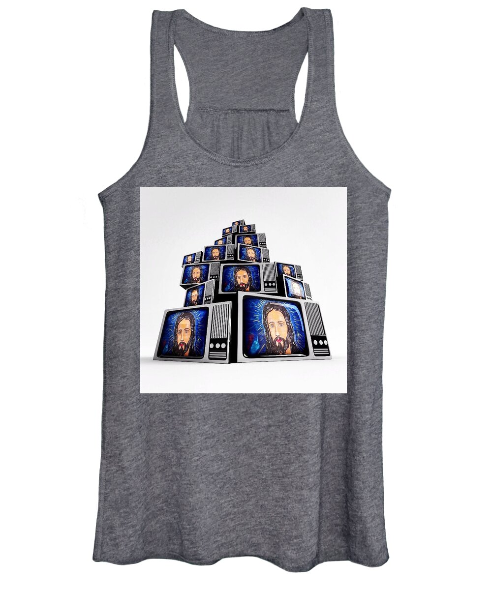 Jesus Women's Tank Top featuring the photograph Jesus on TV by Gia Marie Houck