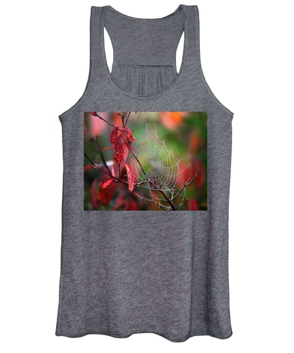 Spider Web Women's Tank Top featuring the photograph Jewelled Spider Web by Al Mueller