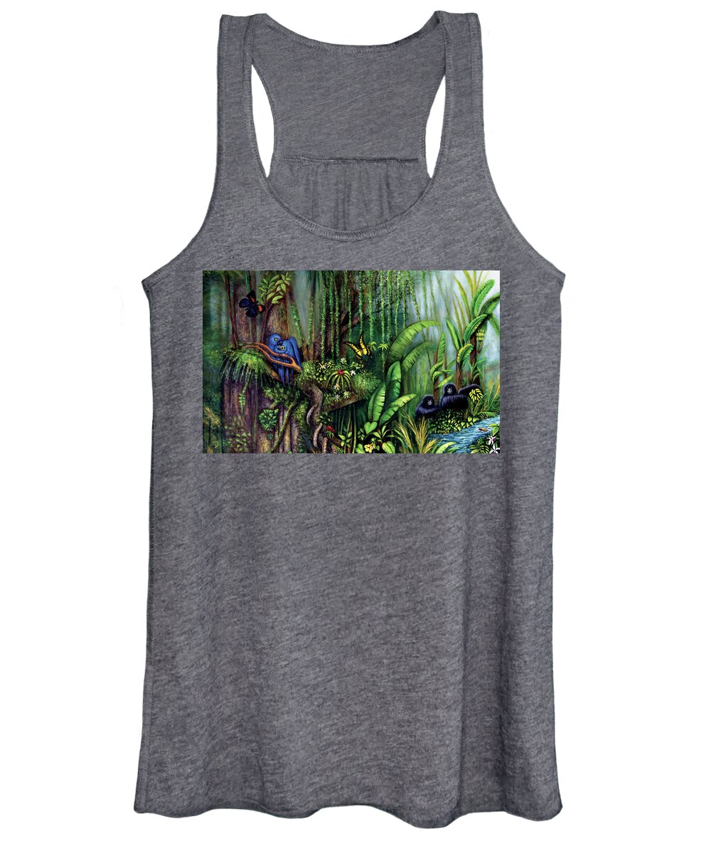 Jungle Women's Tank Top featuring the painting Jungle Talk by Lynn Buettner