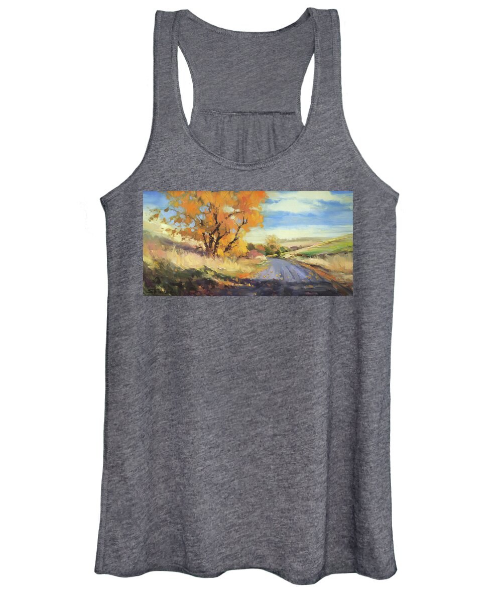 Country Women's Tank Top featuring the painting Just Around the Corner by Steve Henderson