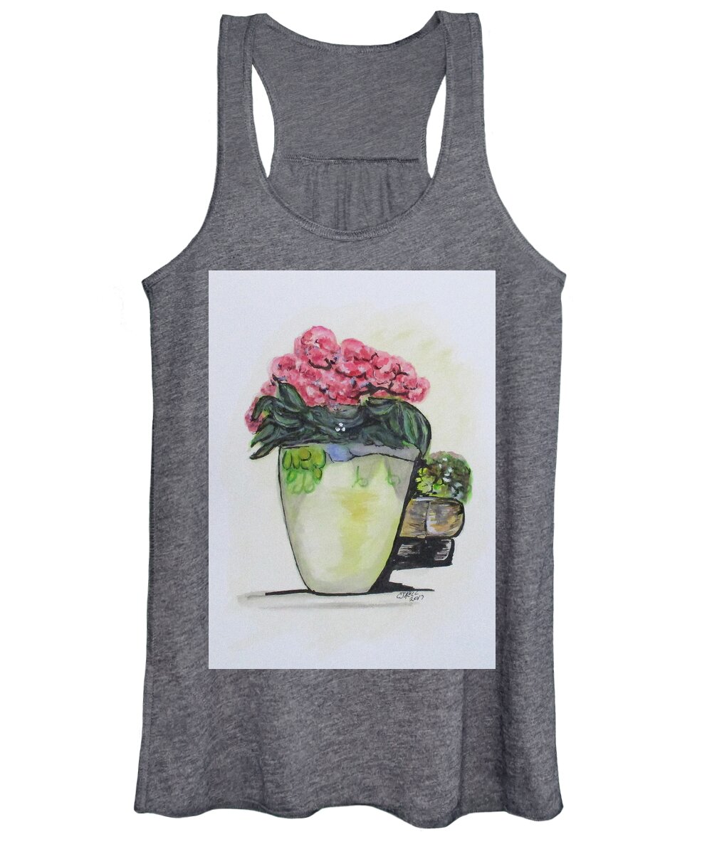 Castellabate Women's Tank Top featuring the painting Kimberly's Castellabate Flower Pot by Clyde J Kell