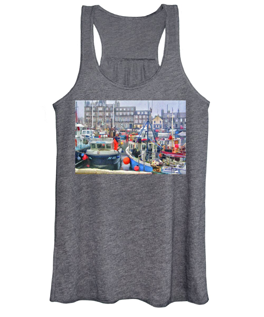 Kirkwall Women's Tank Top featuring the photograph Kirkwall Harbour by Monroe Payne