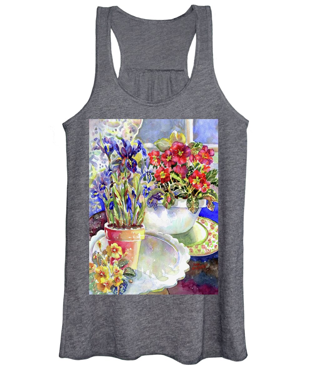 Watercolor Women's Tank Top featuring the painting Kitchen Primrose I by Ann Nicholson